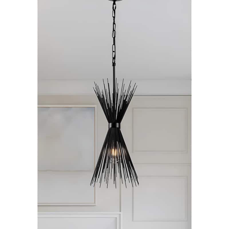 1 Light Sleek Metal Radiating Quills Pendant Lamp Spike Small Chandelier