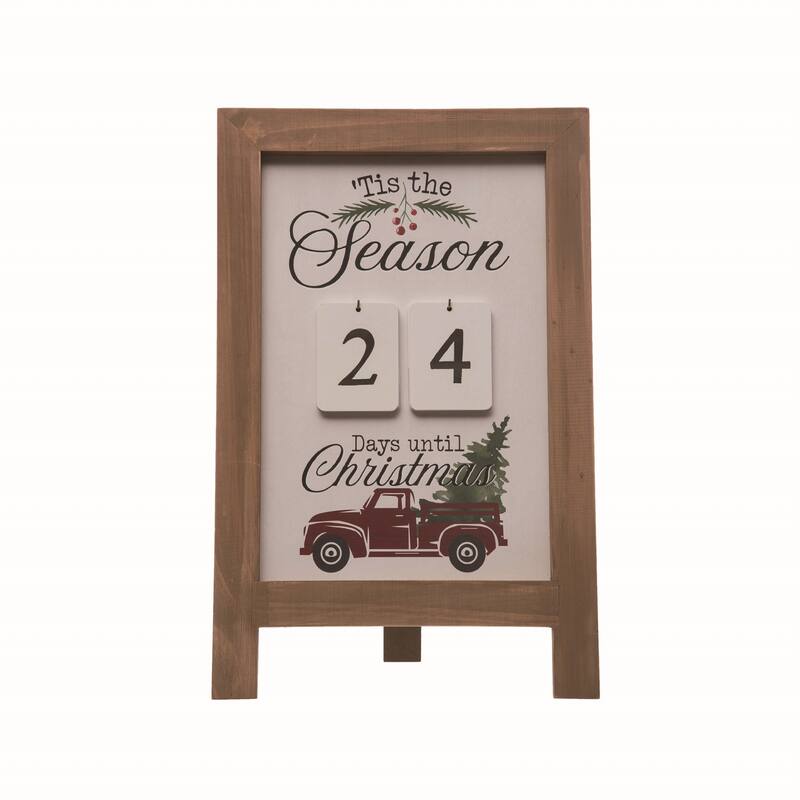 Transpac Wood 18.5 in. Brown Christmas Tis The Season Countdown Set of 7 - Multi