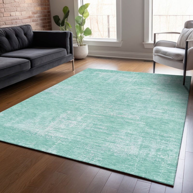 Machine Washable Indoor/ Outdoor Chantille Abstract Solid Rug