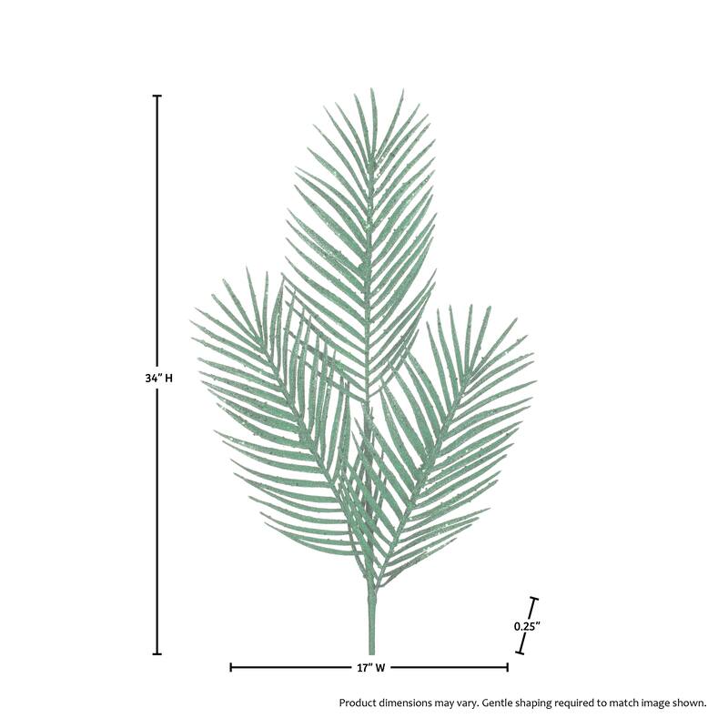 34" Glitter Mica Triple Palm Leaf Spray