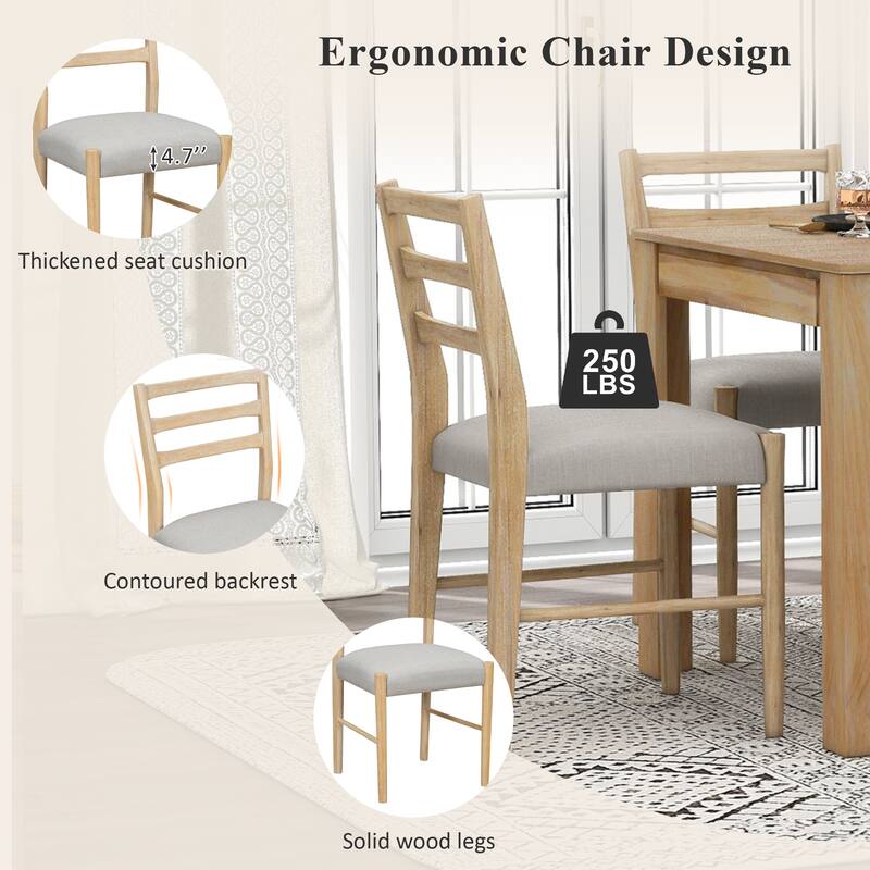 7-Piece Wooden Dining Table Set with Extendable Table and Storage Drawers for Family Gatherings