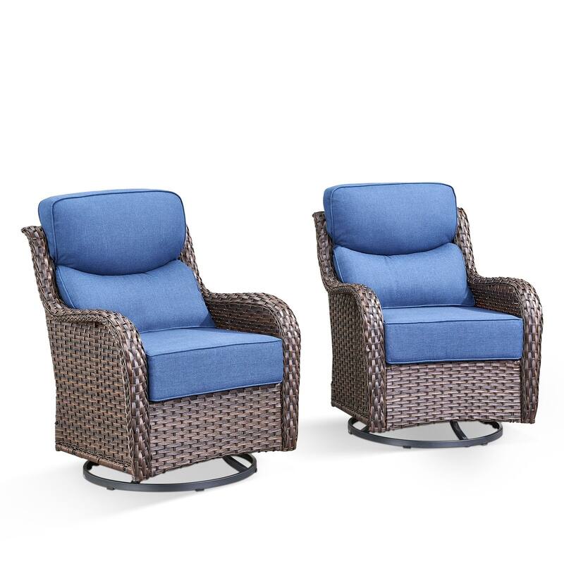 Outdoor Swivel Wicker Patio Chairs Set of 2
