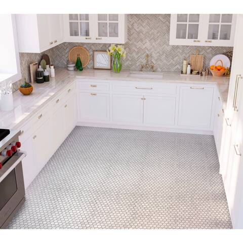 Apollo Tile 5 Pack White 11.2-in. x 11.7-in. Hexagon Matte Finished Marble Mosaic Tile (4.55 Sq ft/case)