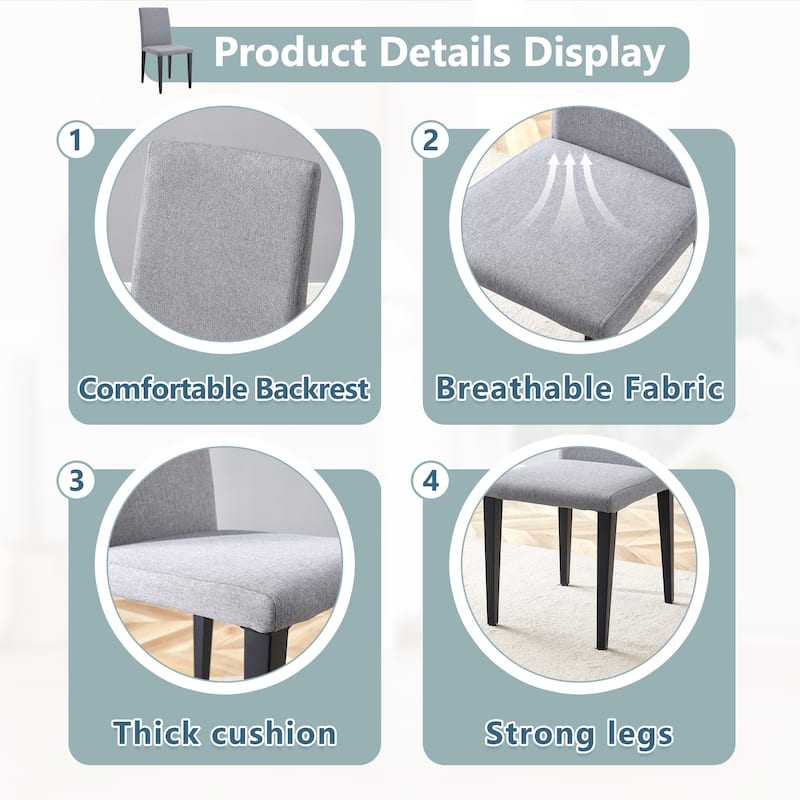 Simple Versatile Linen-Cotton Dining Chairs Exquisite Versatile Dining Chairs (Set of 4)
