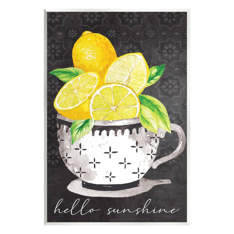 Stupell Hello Sunshine Lemons in Teacup Patterned Wall Plaque Art by ND Art - 10 x 15