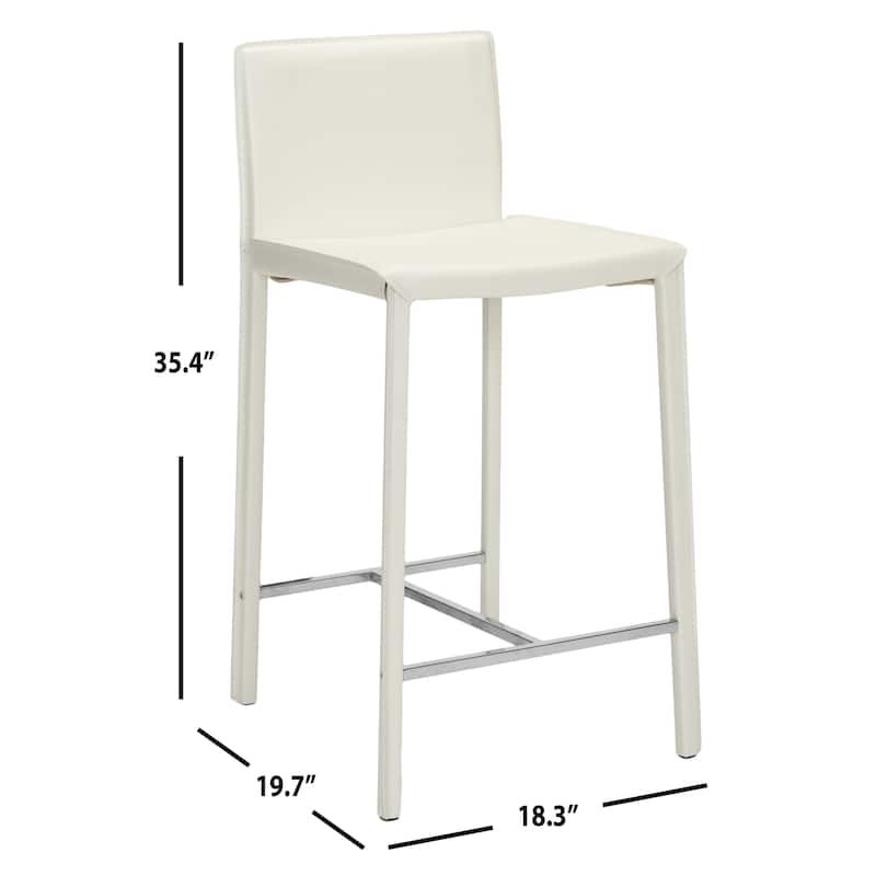 SAFAVIEH Jeraldine Mid-Century 26-inch Ave White Counter Stool (Set of 2) - 18.3" x 19.7" x 35.4" - 18Wx20Dx35H