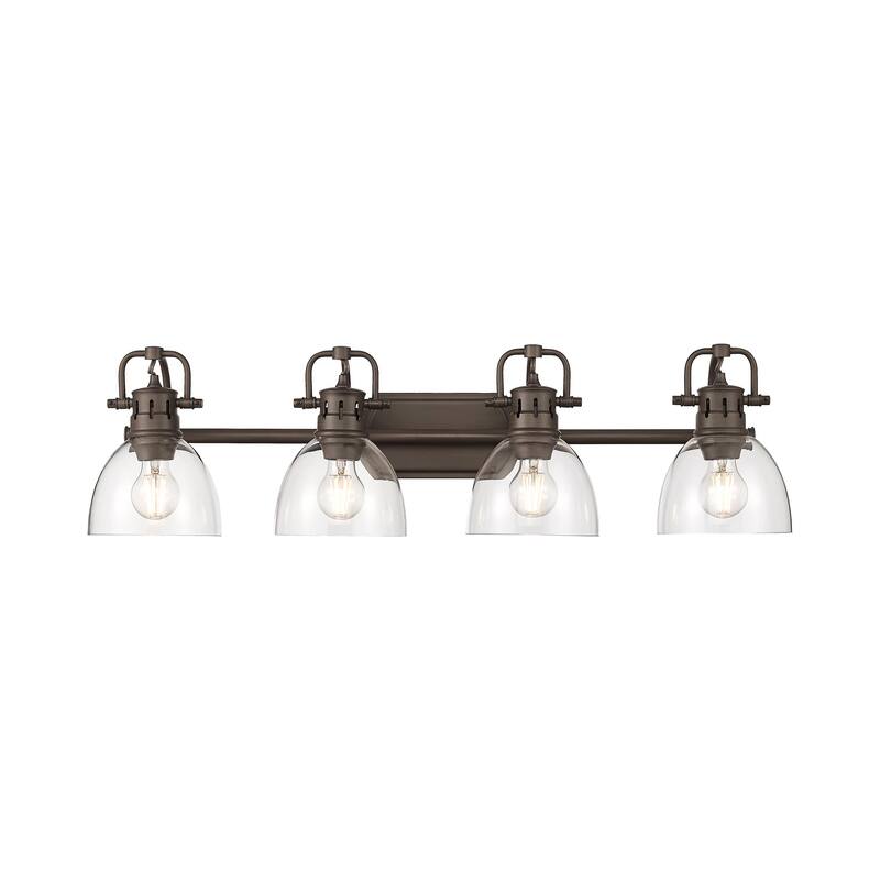 Yep by Golden Lighting Duncan 4-light Vanity in Rubbed Bronze and Clear Glass