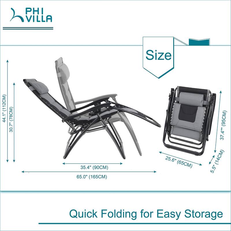 2-piece Padded Oversize XL Padded Zero Gravity Chair