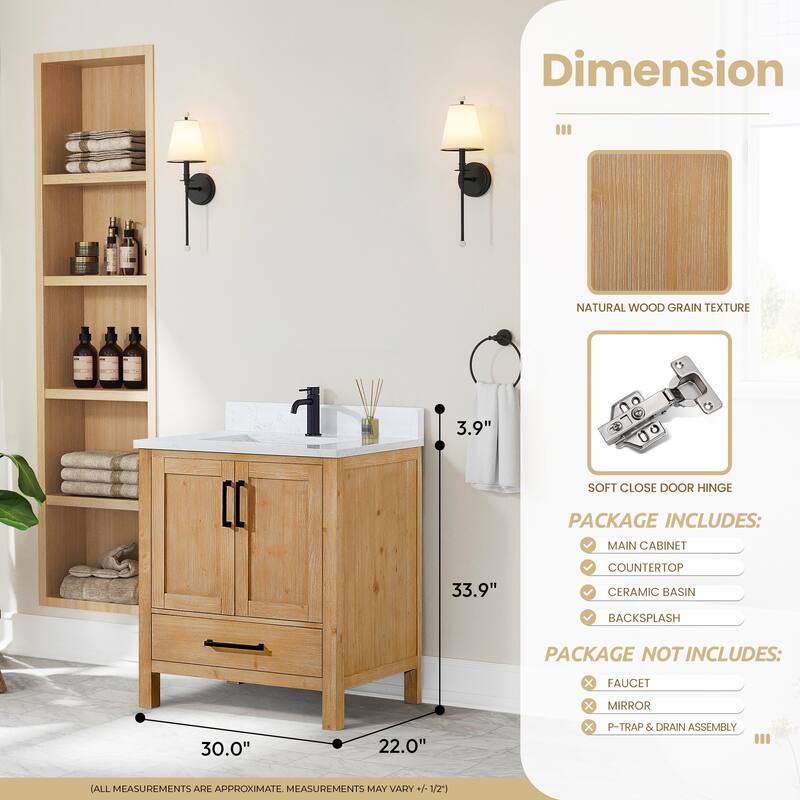 Shannon Bath Vanity with Composite Stone Countertop without Mirror