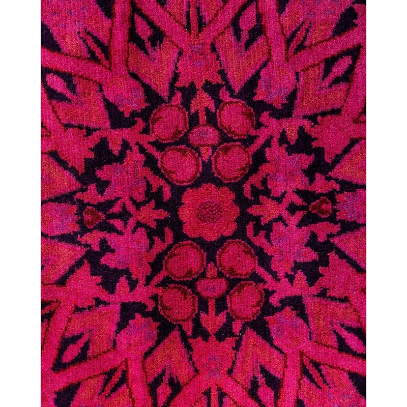Contemporary Overdyed Wool Hand Knotted Round Area Rug - 7' 1" x 7' 1"