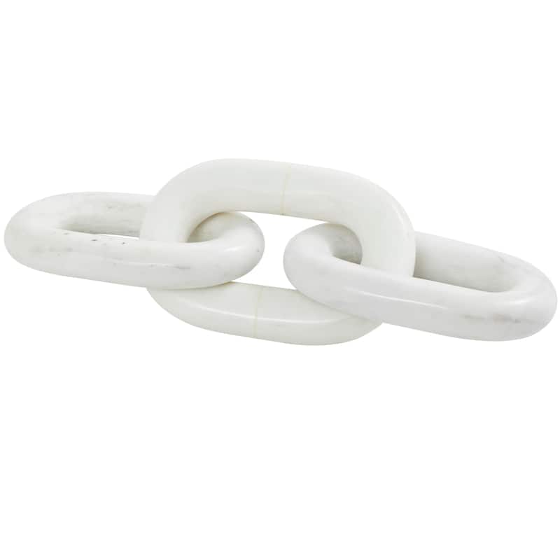 Luxe White Marble Geometric 2 or 3 Link Chain Sculpture