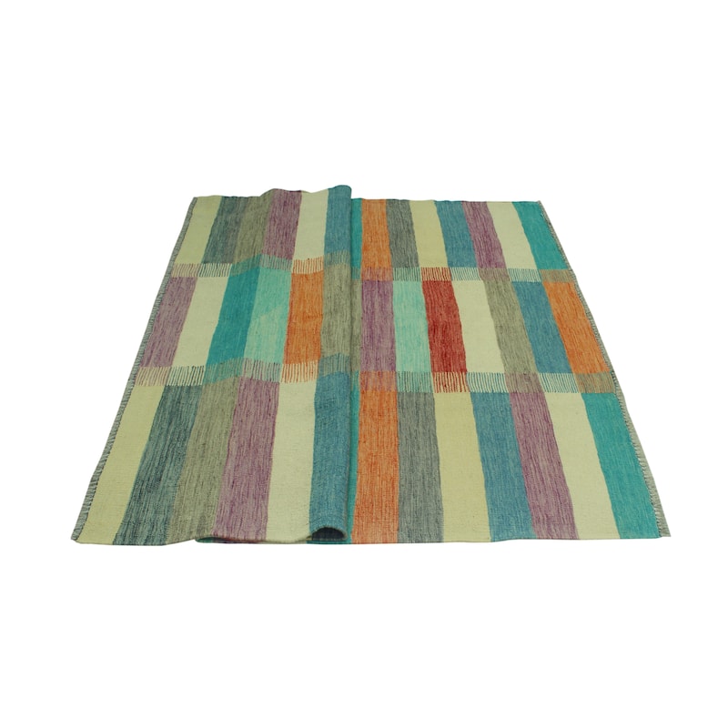 Hand-Woven Winchester Kilim Nuriya Ivory/Rust Rug - 5'0" x 6'6"