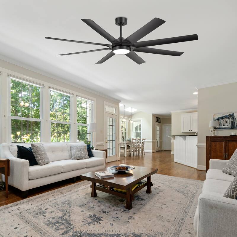 72-inch Large LED Ceiling Fan with Light and Remote(8-Blades)