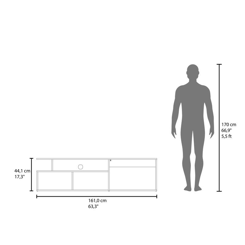 Tv Stand with Sleek and minimalist design,60" TV Capacity,2 Doors, 4 Shelves,FSC Certified CPSIA Compliant