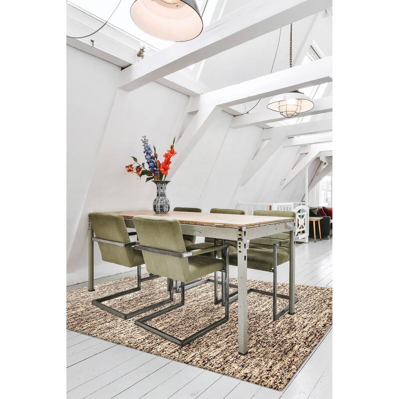 ECARPETGALLERY Braid weave Sienna Brown Wool Rug - 5'6 x 7'8