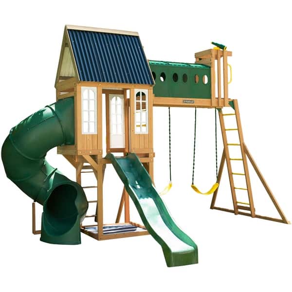 slide 2 of 5, Skyway Resort Wooden Outdoor Swing Set / Playset