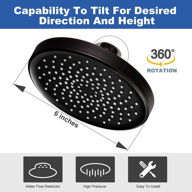 WOWOW 1-Spray 6 in. Wall Mount Fixed Shower Head