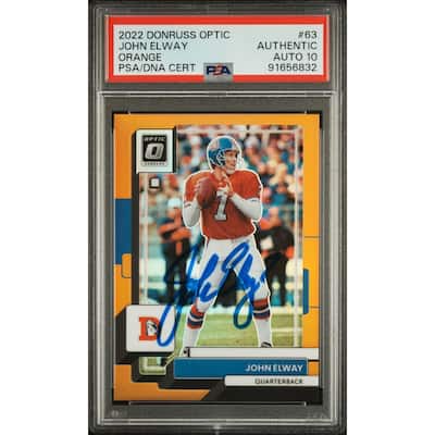 John Elway 2022 Panini Donruss Optic Orange Card #63 Auto Graded PSA 10 74/199 - 8'6" x 11'6"