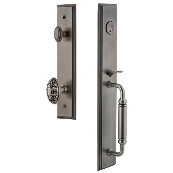 Grandeur CARCGRGVC_ESET_234 Carre Solid Brass Rose Keyed Entry Single Cylinder Full Plate "C" Grip Handleset with Grande