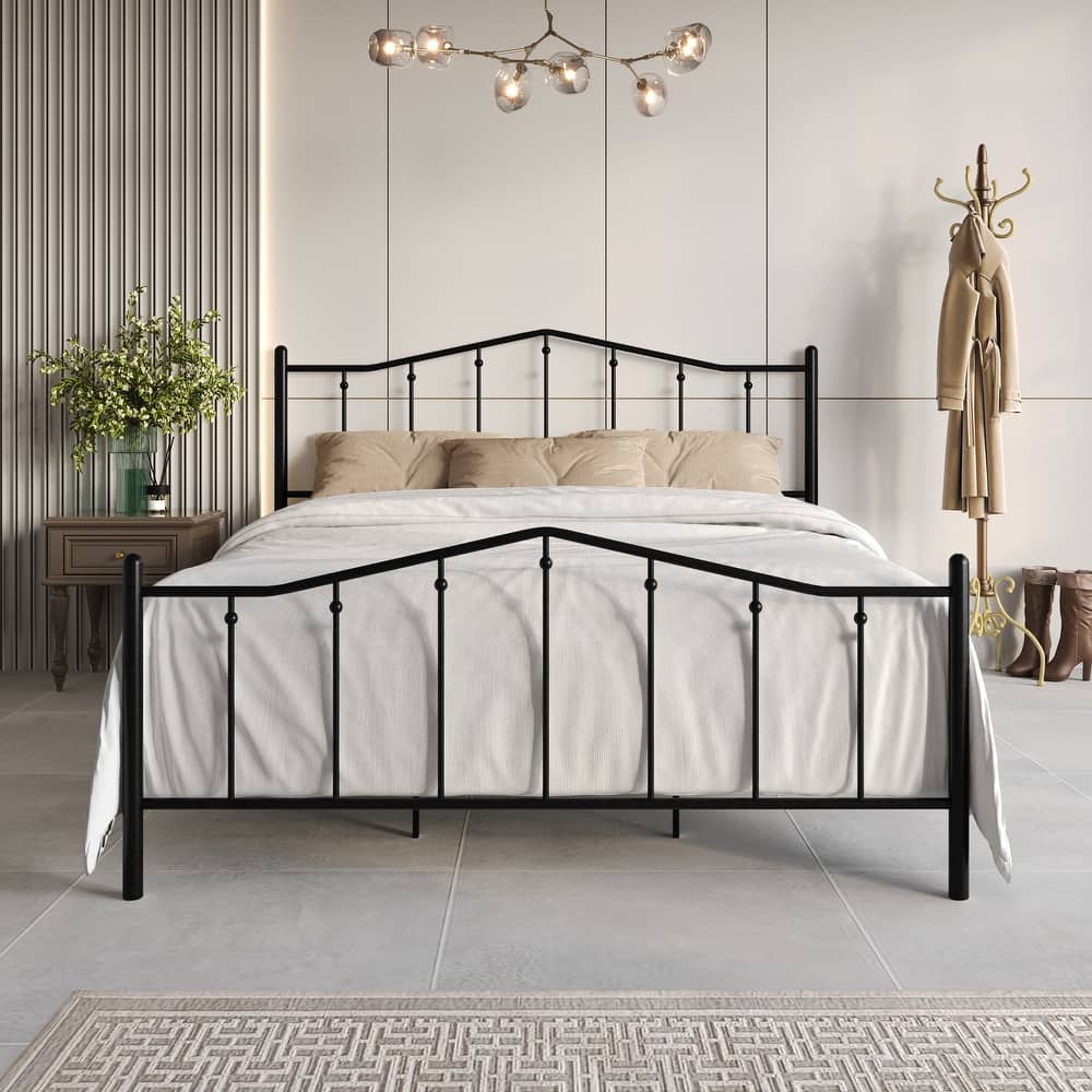 Clayfell Atmore Metal Platform Bed Frame, Iron Bed with Headboard & Footboard, No Box Spring Needed
