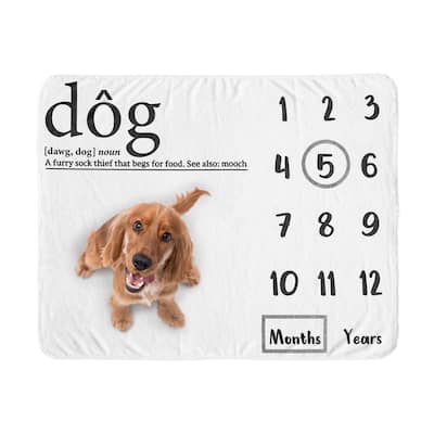 Sweet Jojo Designs Black White Doggy Dog Birthday Puppy Milestone Blanket - Pet Party Animal Dictionary Definition Modern Mooch