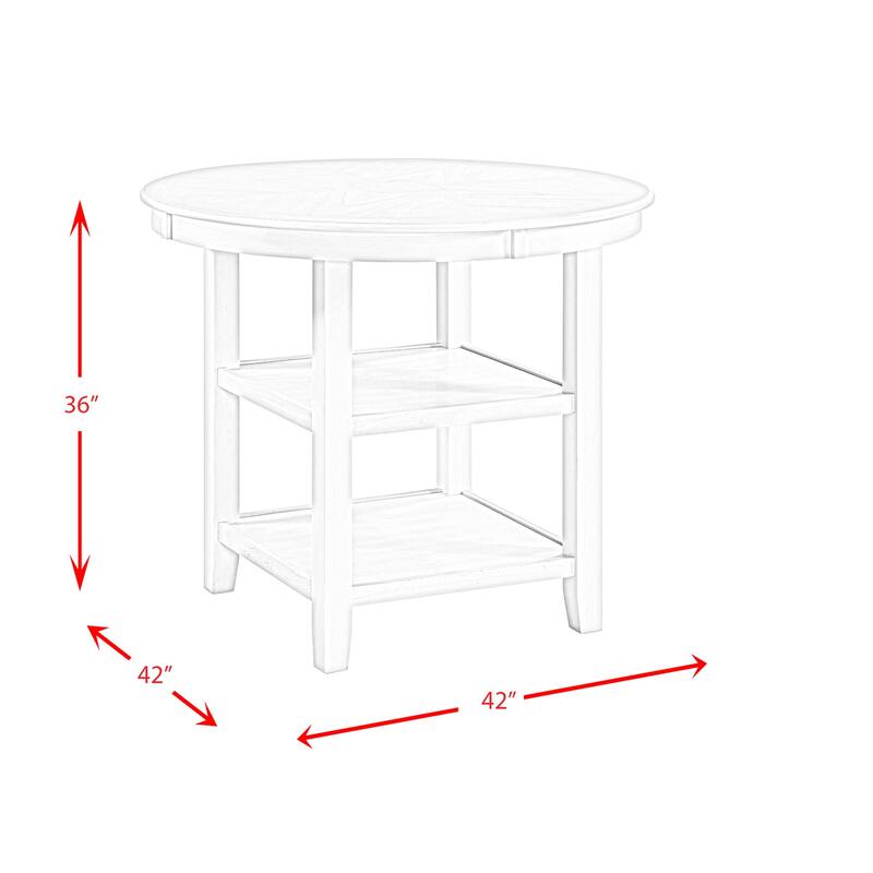 Counter Height Dining Table - 36" Round Table with Storage, Modern Dining Room Furniture - 42