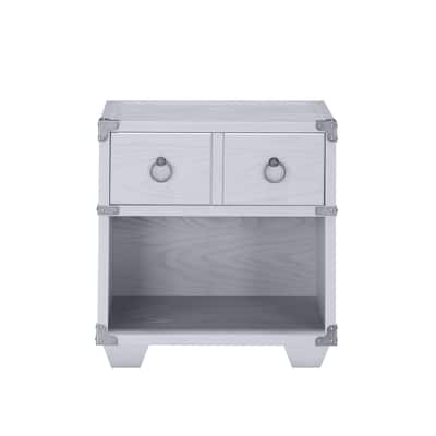 Wooden Nightstand with 2 Drawers Storage in Gray