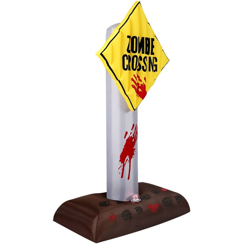 Haunted Hill Farm 6-ft. Prelit Inflatable Zombie Crossing Sign