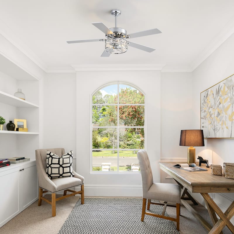 52" Reversible 5-Blade Caged Ceiling Fan with Light and Remote