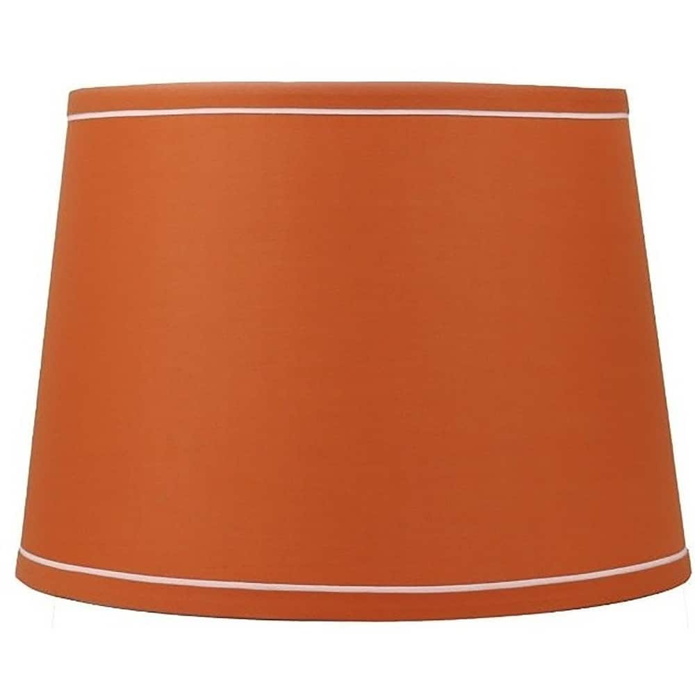 French Drum With White Trim Lampshade, 12" Top, 14" Bottom, 10" Slant