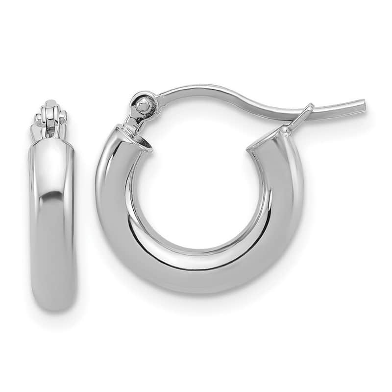 Curata 14k White Gold Polished Polished Hoop Earrings - 14x14mm