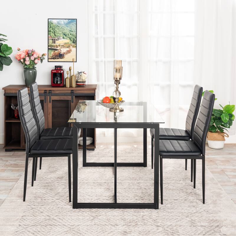 47 in.Tempered Glass Top Gold Base Elegant Dining Table