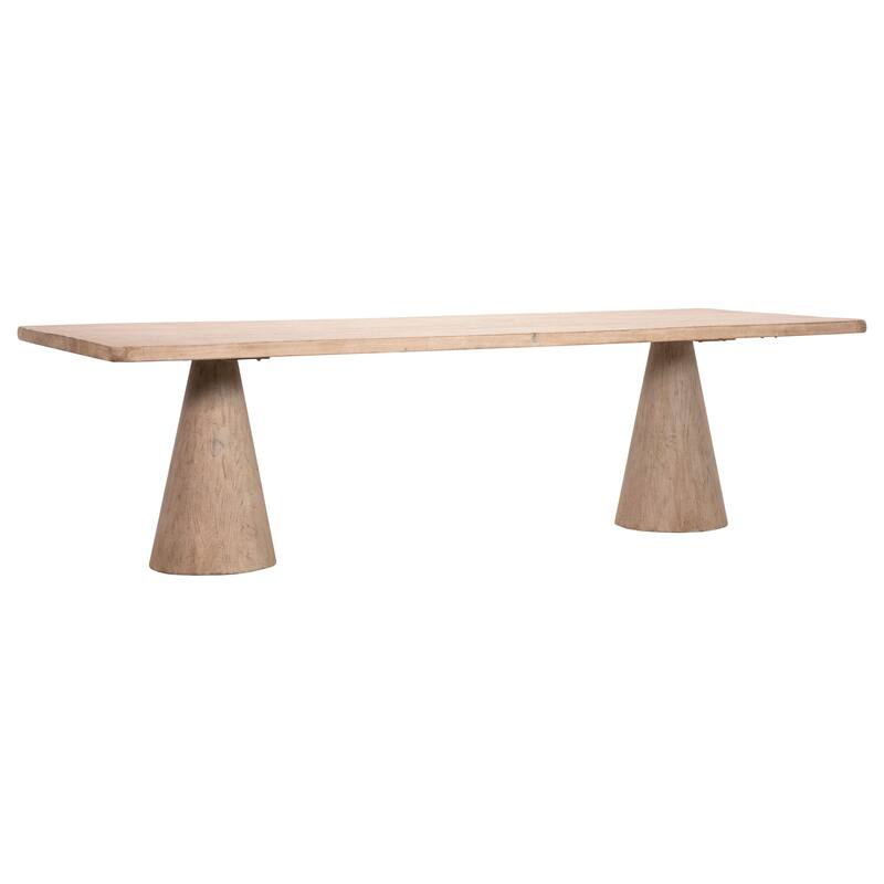 Hayes 108" Rectangular Reclaimed Pine Double Cone Shaped Pedestal Base Dining Table