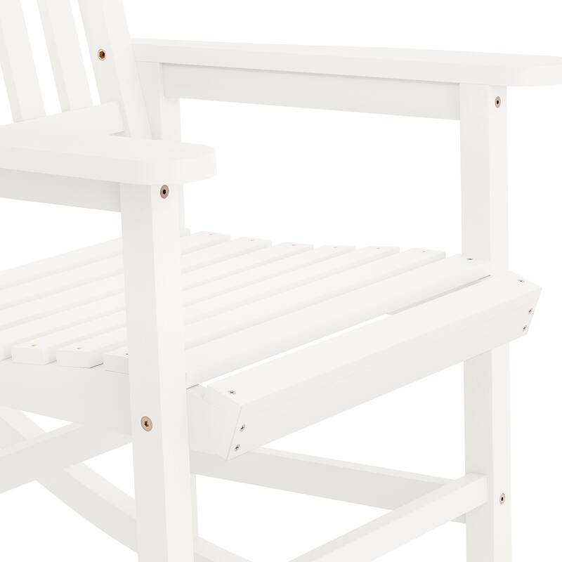 Acacia Wood Outdoor Rocking Chair, Traditional Porch Outdoor Rocker Chairs Set of 2 - 43" H