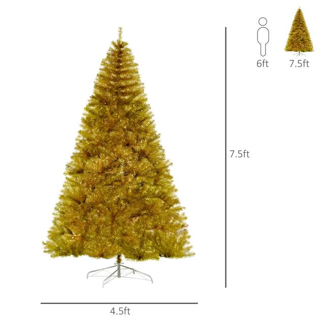 HOMCOM 6' Tall Unlit Full Fir Artificial Christmas Tree with Realistic Branches, Gold