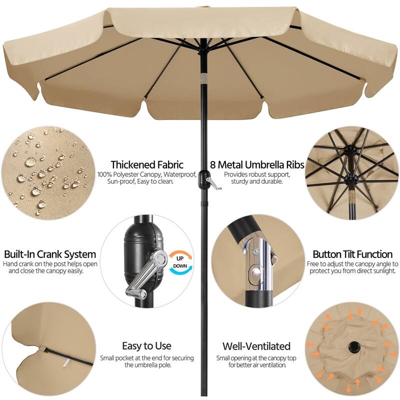 Yaheetech 9ft Outdoor Umbrella Market Umbrella with Push Button Tilt and Crank