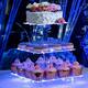 OnDisplay 3 Tier LED Light Clear Acrylic Appetizer/Cupcake Tower ...