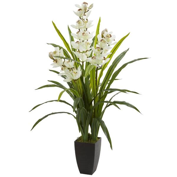 3.75' White Cymbidium Orchid Artificial Potted Plant Bed Bath & Beyond 37772015