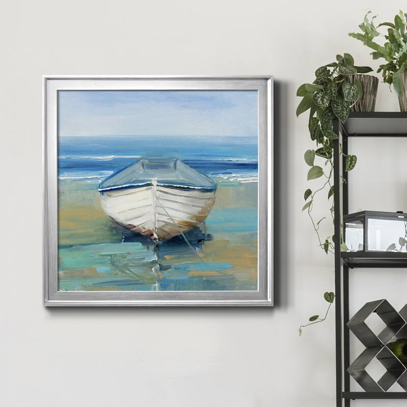 Bubbly Blue Crab-Framed Canvas - Ready to Hang