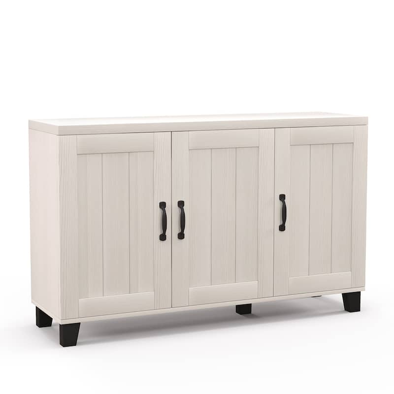3-Door Buffet Sideboard Storage Credenza Cabinet Adjustable Shelf - White