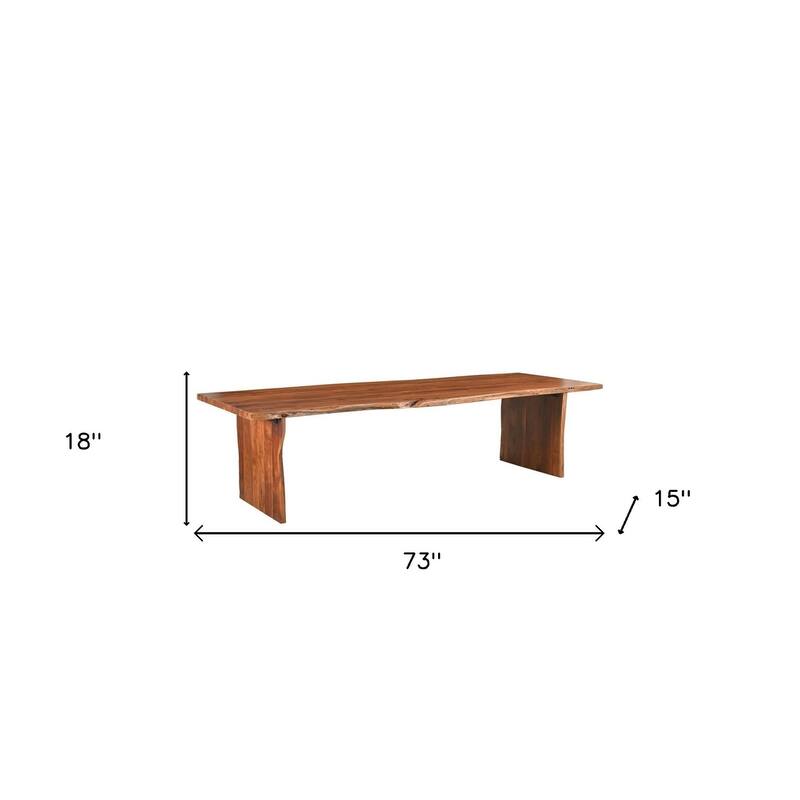 HomeRoots 73" Brown Solid Wood Dining Bench - 73