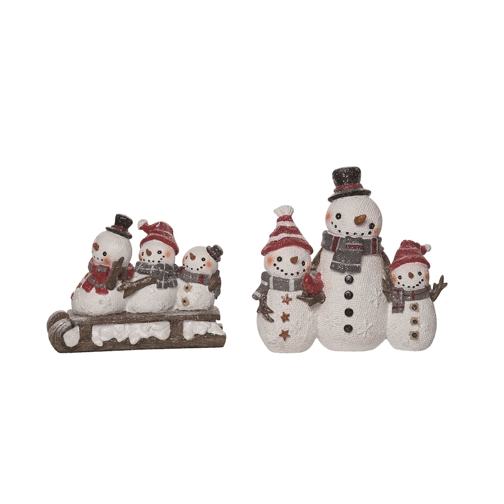 Transpac Resin Melty Snowman Family Decor Set of 2 Home Decorations Christmas