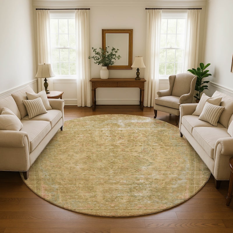Premium Washable Super Soft Vintage Traditional Mayfield Rug - Coral - 8' x 8'