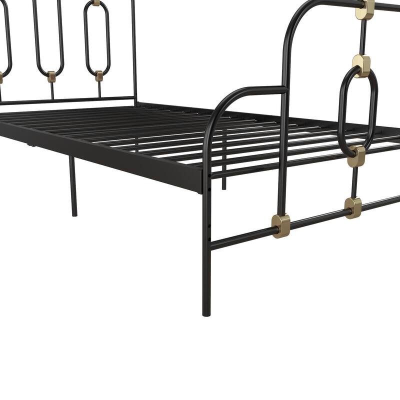 Vintage Metal Bed with Adjustable Height and Gold Detailing