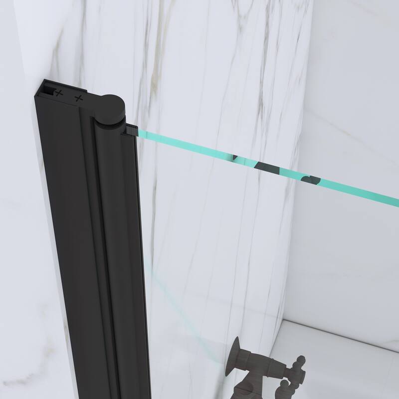 39 in. W x 55 in. H Pivot Tub Door in Matte Black with Clear Tempered Glass
