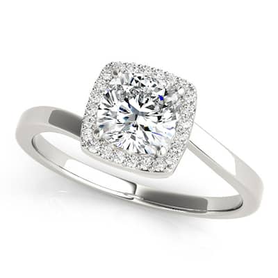 Auriya 14k White Gold Lab Grown Cushion Diamond Halo Engagement Ring 0.50 to 5.00 ct. tw. (F-G VS)