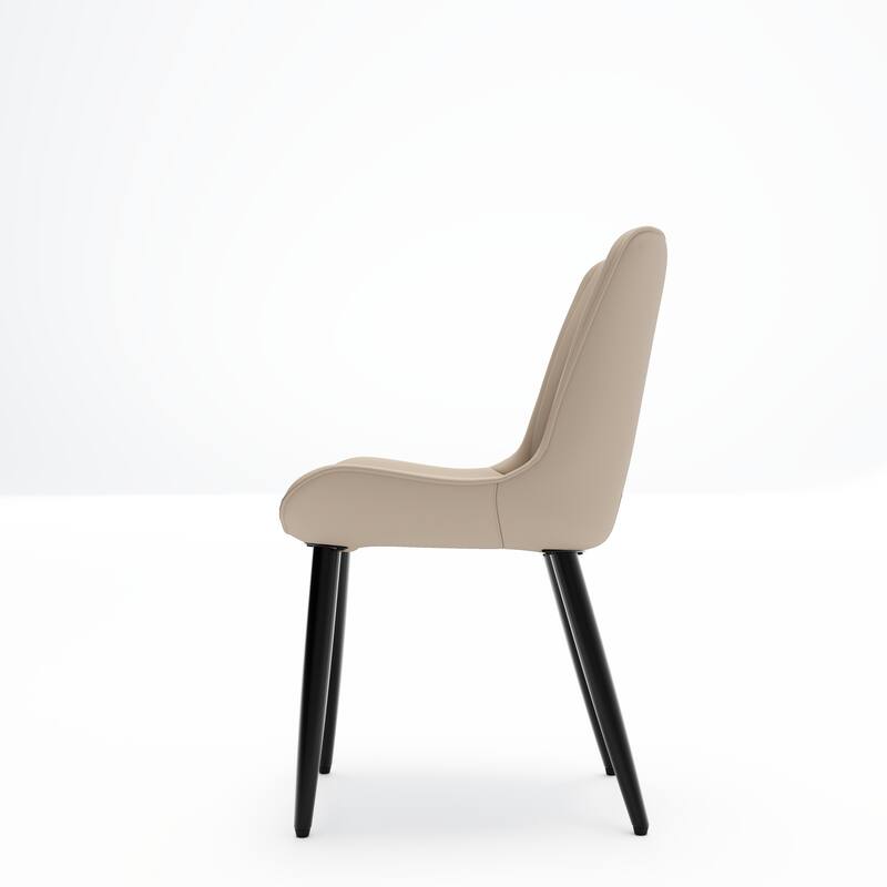 Set of 2 Modern PU Leather Dining Chairs with Thick Cushions & Metal Legs, Armless Faux Leather Side Chairs for Kitchen