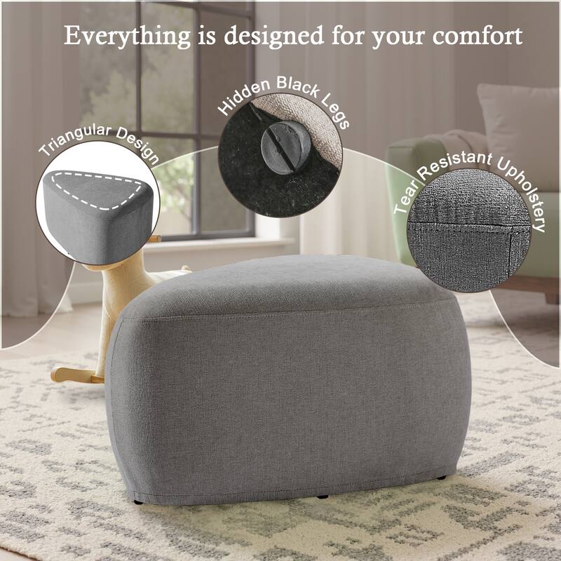 Bonnie 26"/43" W Chenille Small/ Oversized Triangular Cheese Ottoman