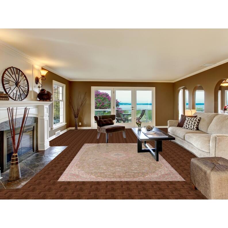 Hand Knotted Oriental 100% Wool Carpet Traditional Floral Green Mashad Area Rug - 9' 7'' X 6' 0''