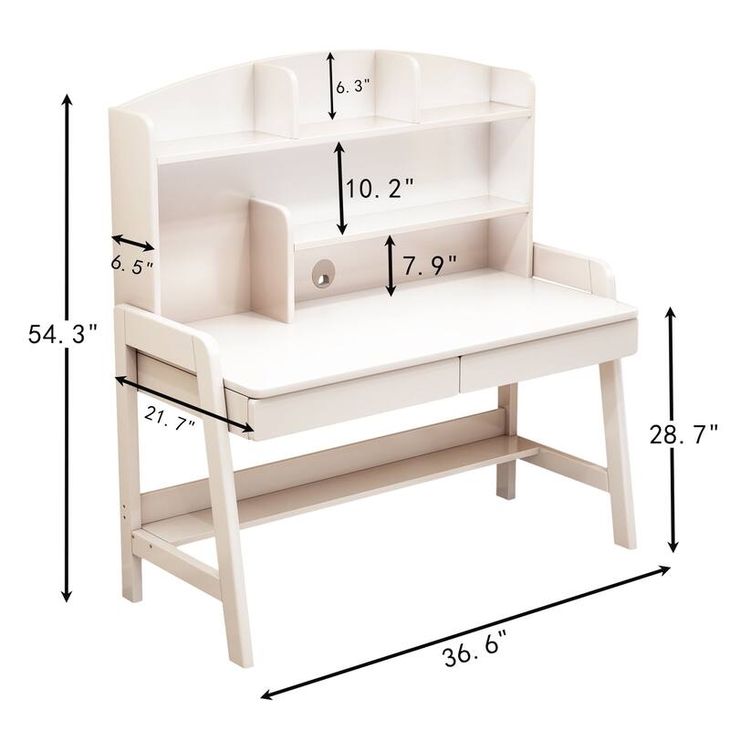 Kids Writing Desk Child Learning Study Desk Rectangle Computer Desk - 36.6" x 21.7" x 54.3"